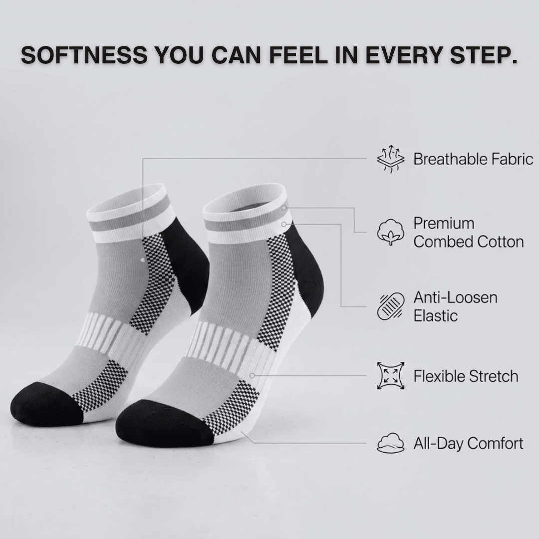-Airofit Cushioned Ankle Socks-Grey/White-