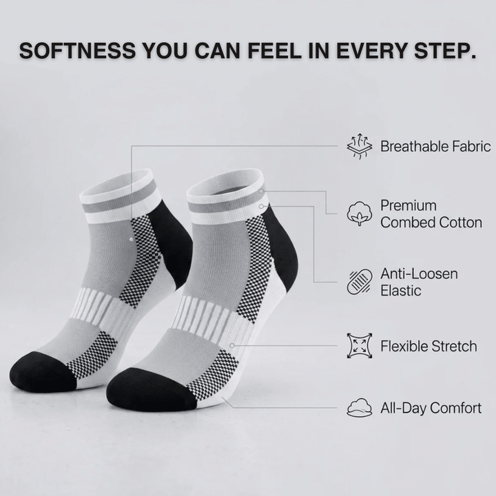 -Airofit Cushioned Ankle Socks-Grey/White-