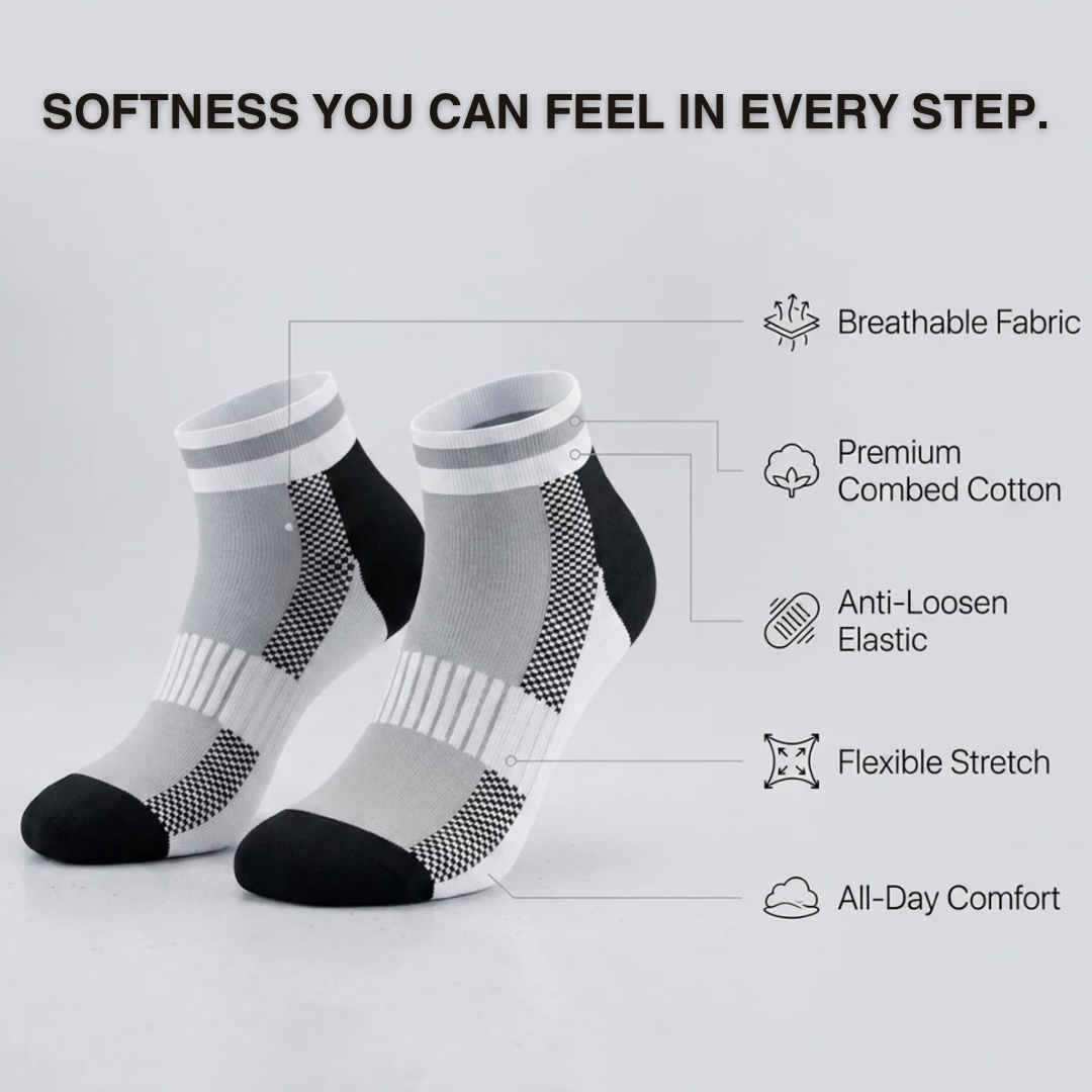 Airofit Cushioned Ankle Socks-Grey/White