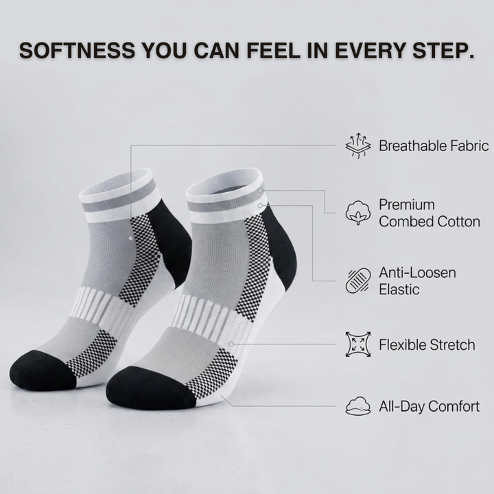 Airofit Cushioned Ankle Socks-Grey/White