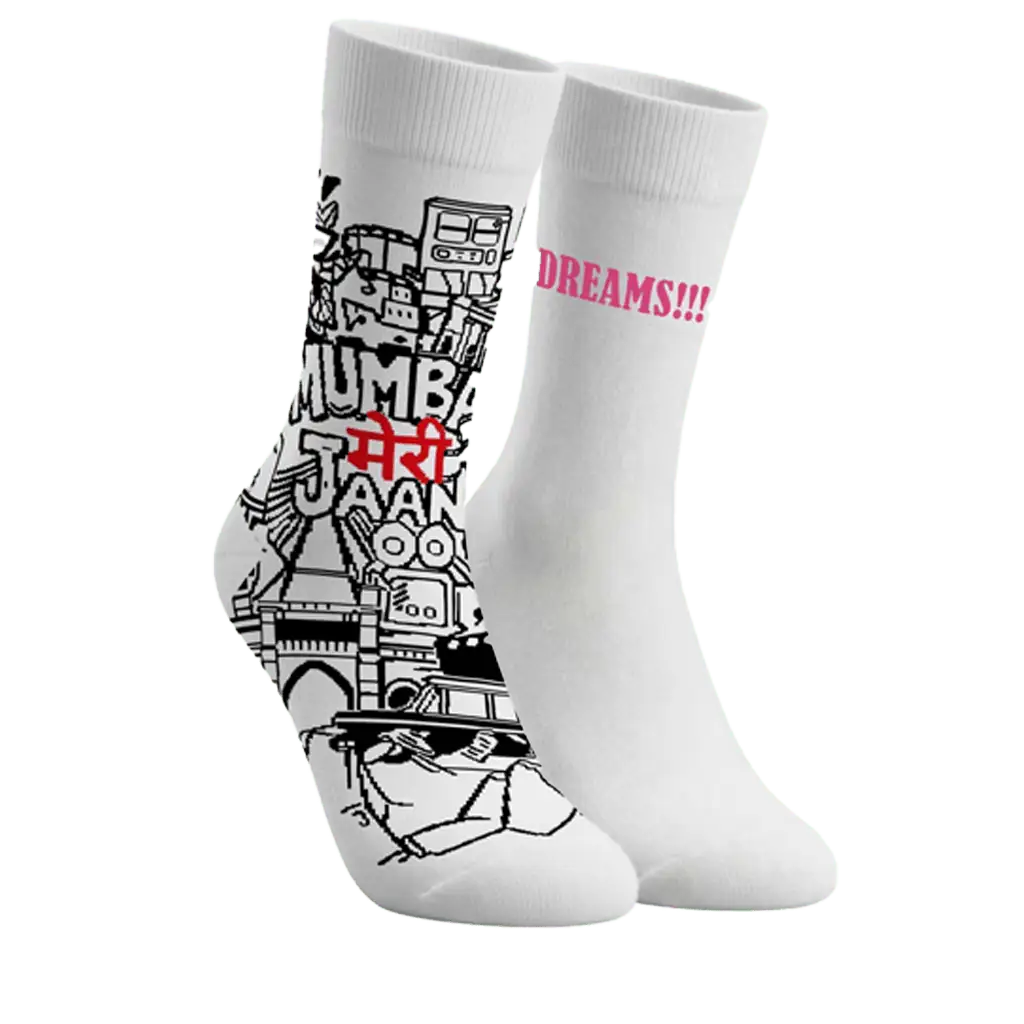 Bomboja Mumbai Meri Jaan Full Length Cotton Socks-Bomboja - Mumbai Meri Jaan-