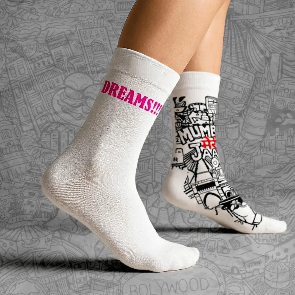 Bomboja Mumbai Meri Jaan Full Length Cotton Socks-Bomboja - Mumbai Meri Jaan-