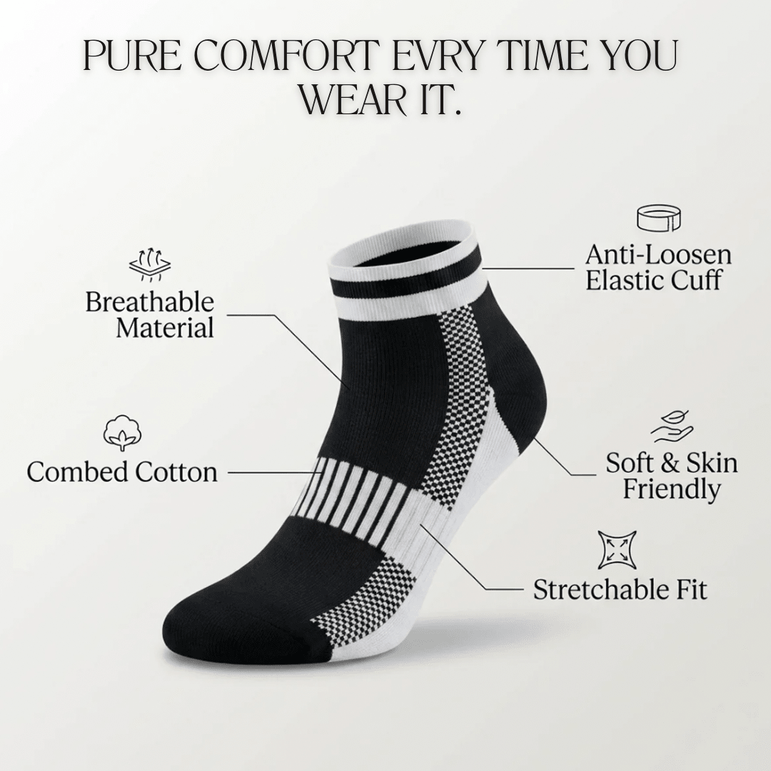 -Airofit Cushioned Ankle Socks-Black/white-