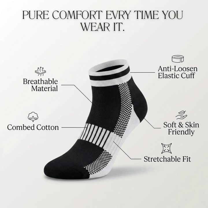 -Airofit Cushioned Ankle Socks-Black/white-
