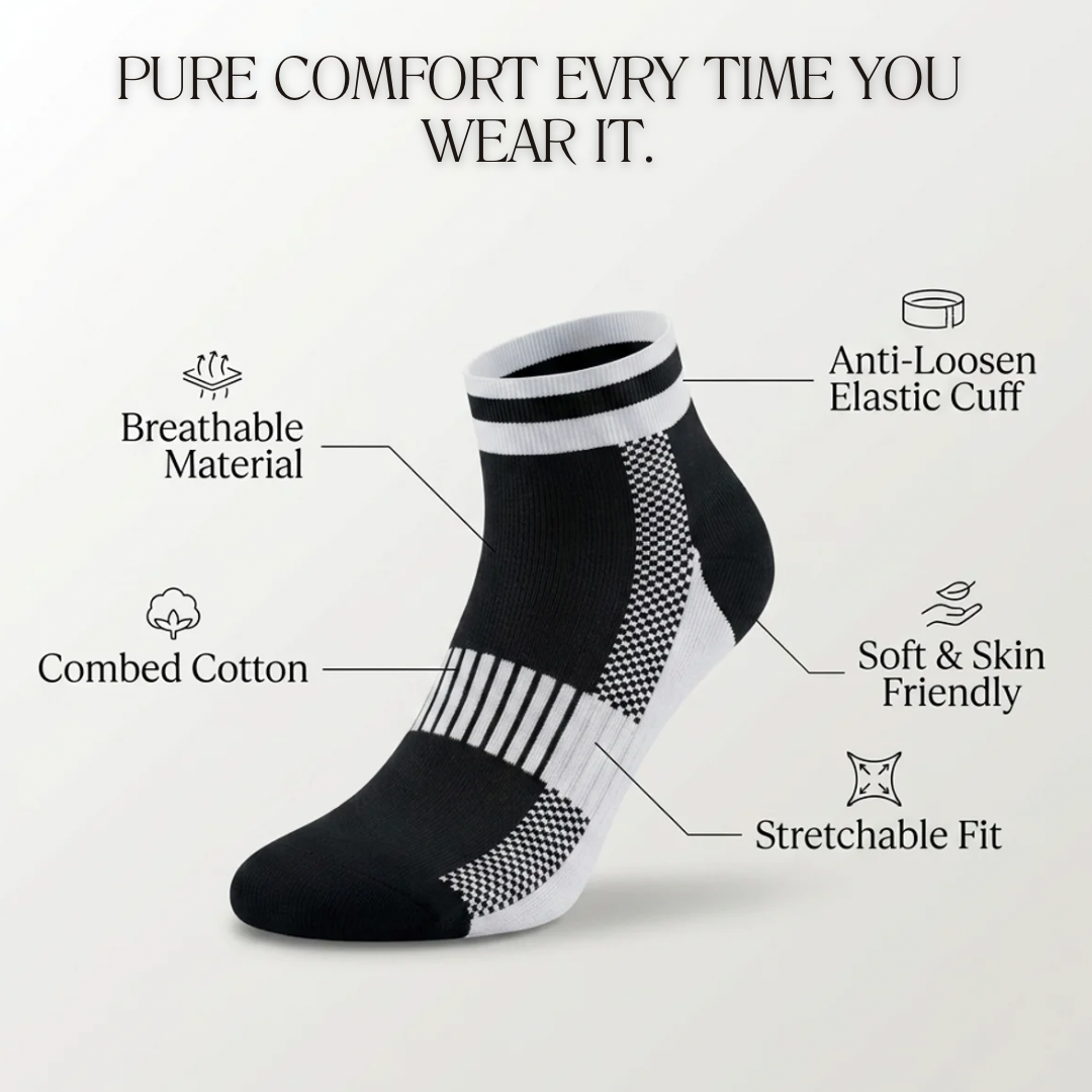 Airofit Cushioned Ankle Socks-Black/white