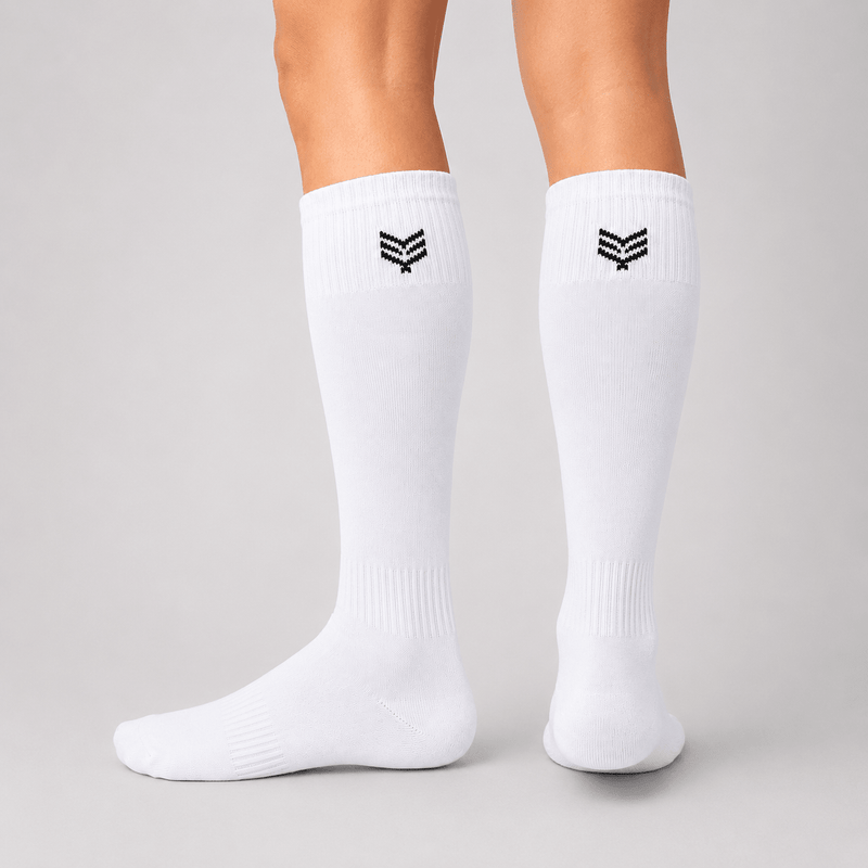 -Sports Solid Knee length Socks - White-