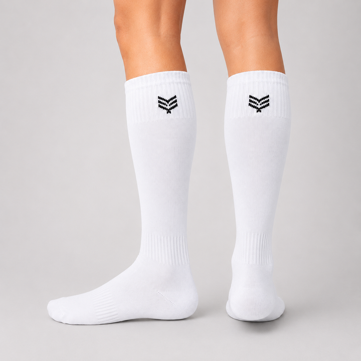 Sports Solid Knee length Socks - White