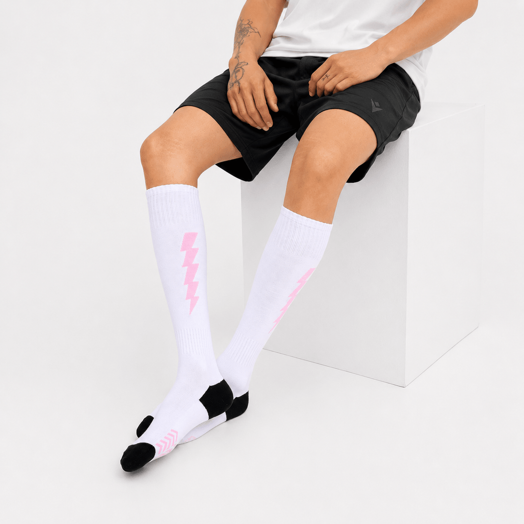 -Flash Performer Knee length Socks - White/Pink-