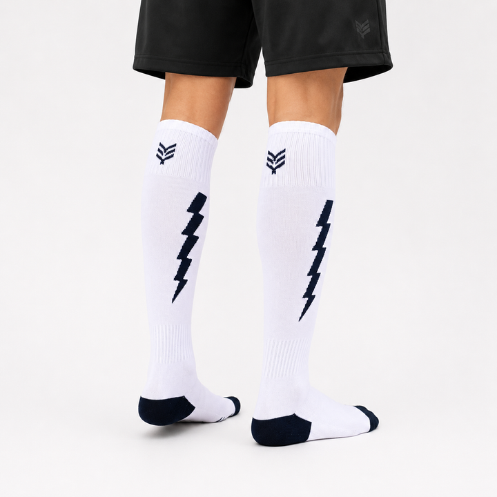 Flash Performer Knee length Socks - White/Navy Blue