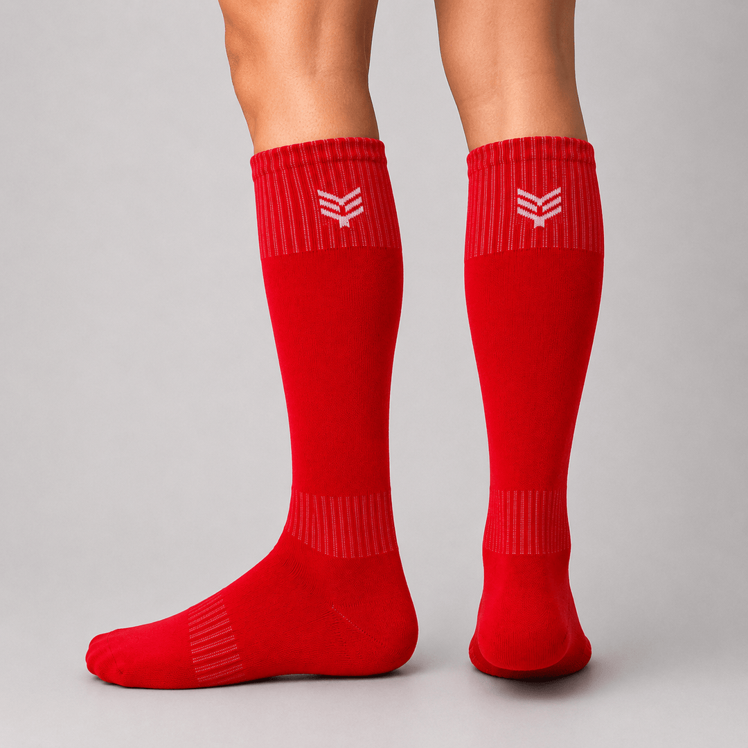 -Sports Solid Knee length Socks - Red-