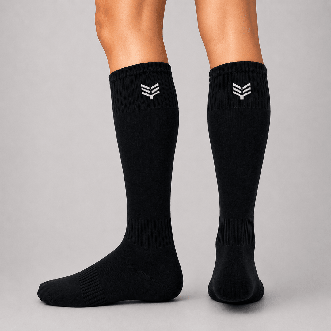 -Sports Solid Knee length Socks - Black-