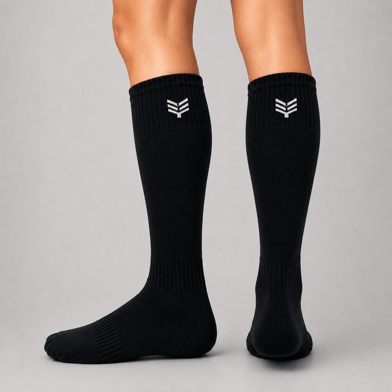 -Sports Solid Knee length Socks - Black-