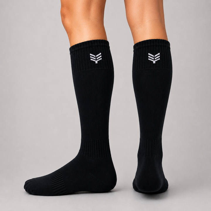 Sports Solid Knee length Socks - Black