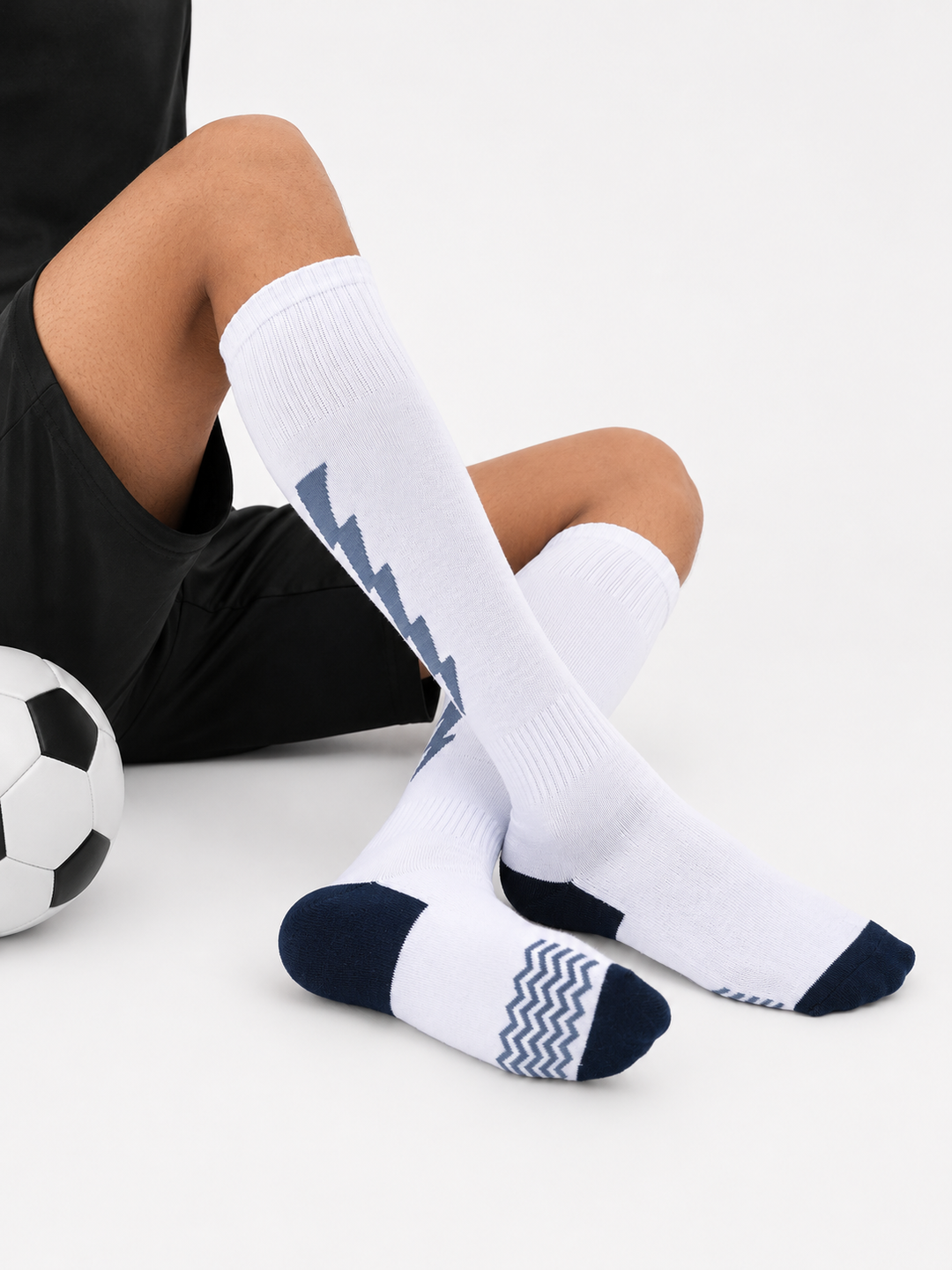 Flash Performer Knee length Socks - White/Navy Blue