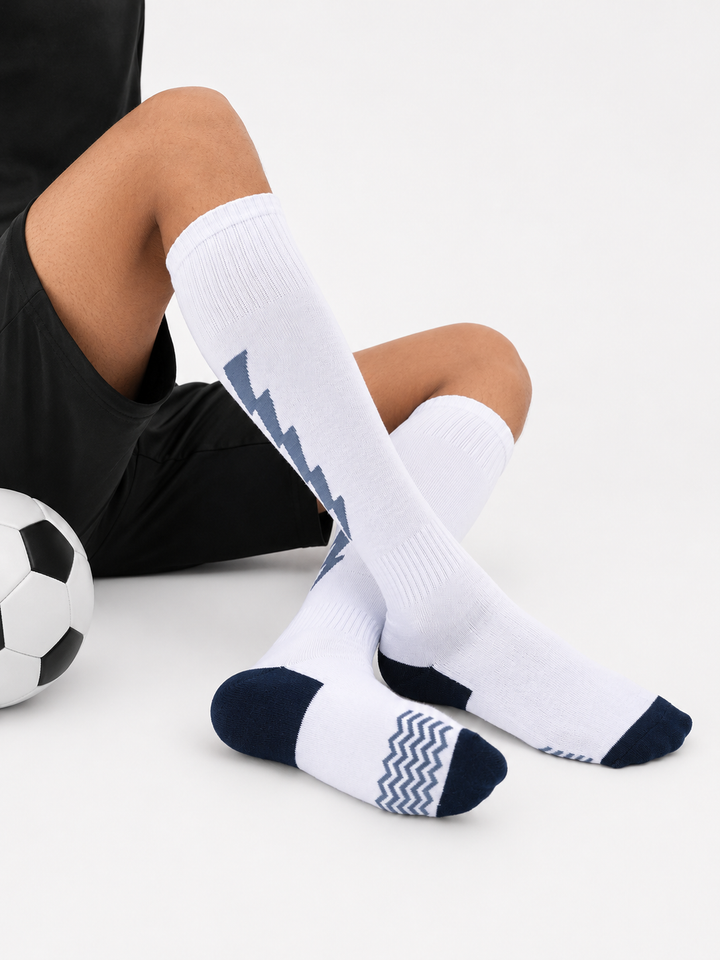 Flash Performer Knee length Socks - White/Navy Blue