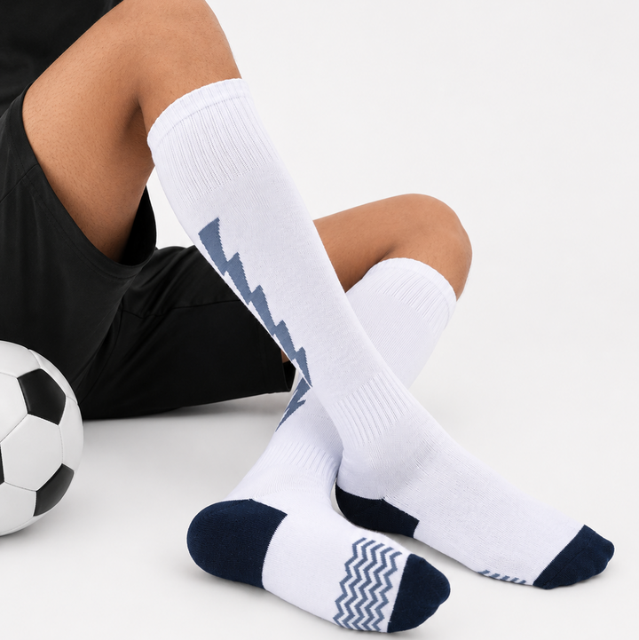 Flash Performer Knee length Socks - White/Light Blue