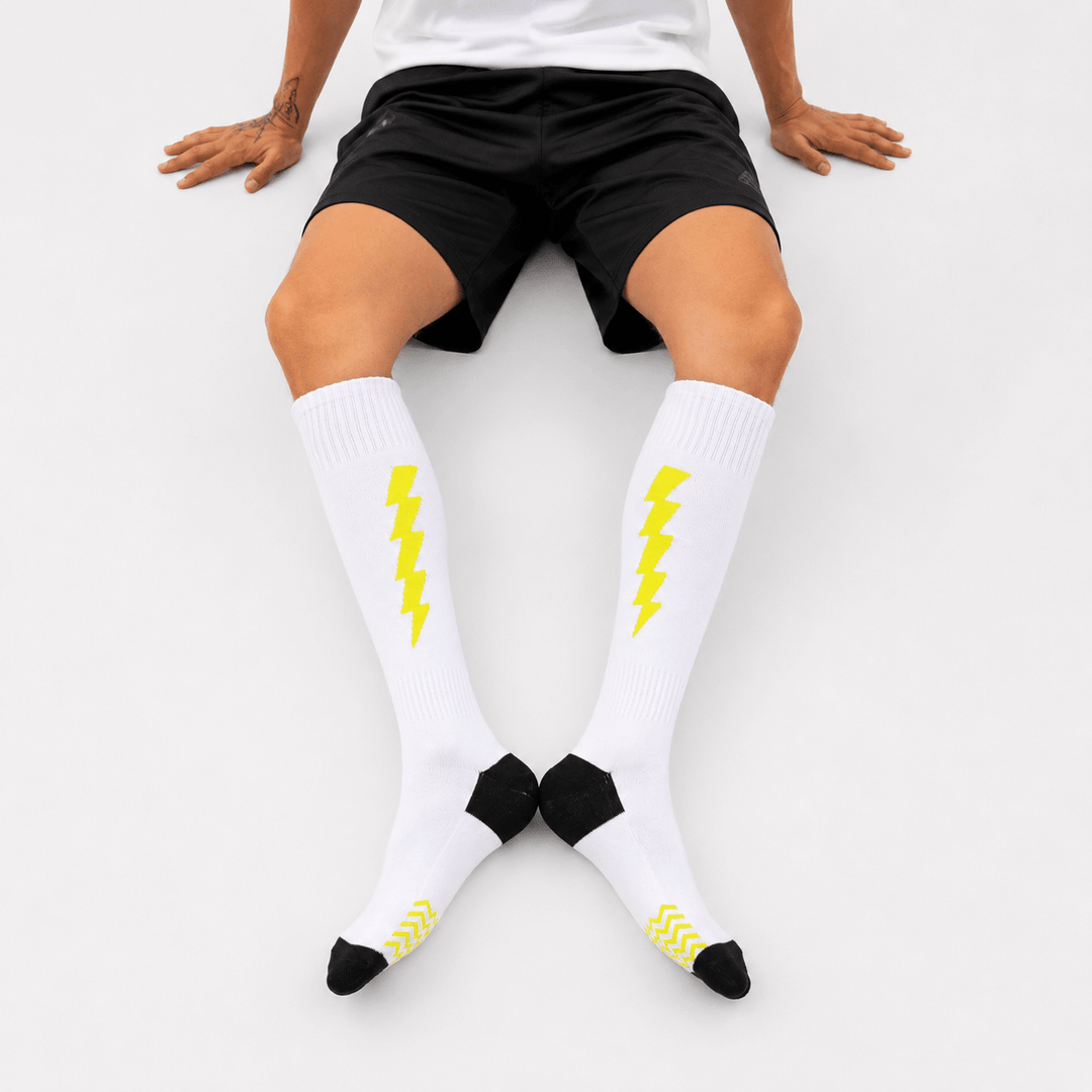 -Flash Performer Knee length Socks - White/Neon-