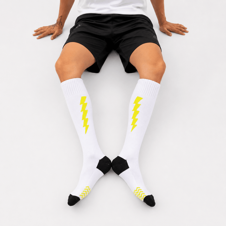 -Flash Performer Knee length Socks - White/Neon-