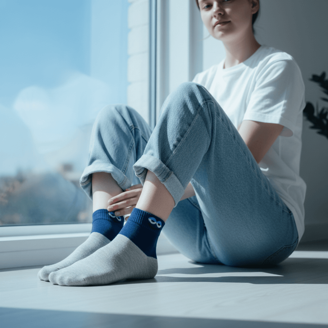 Pure combed cotton ankle socks fabric close-up – soft breathable and skin-friendly everyday socks | Sockscarving® Pembrey