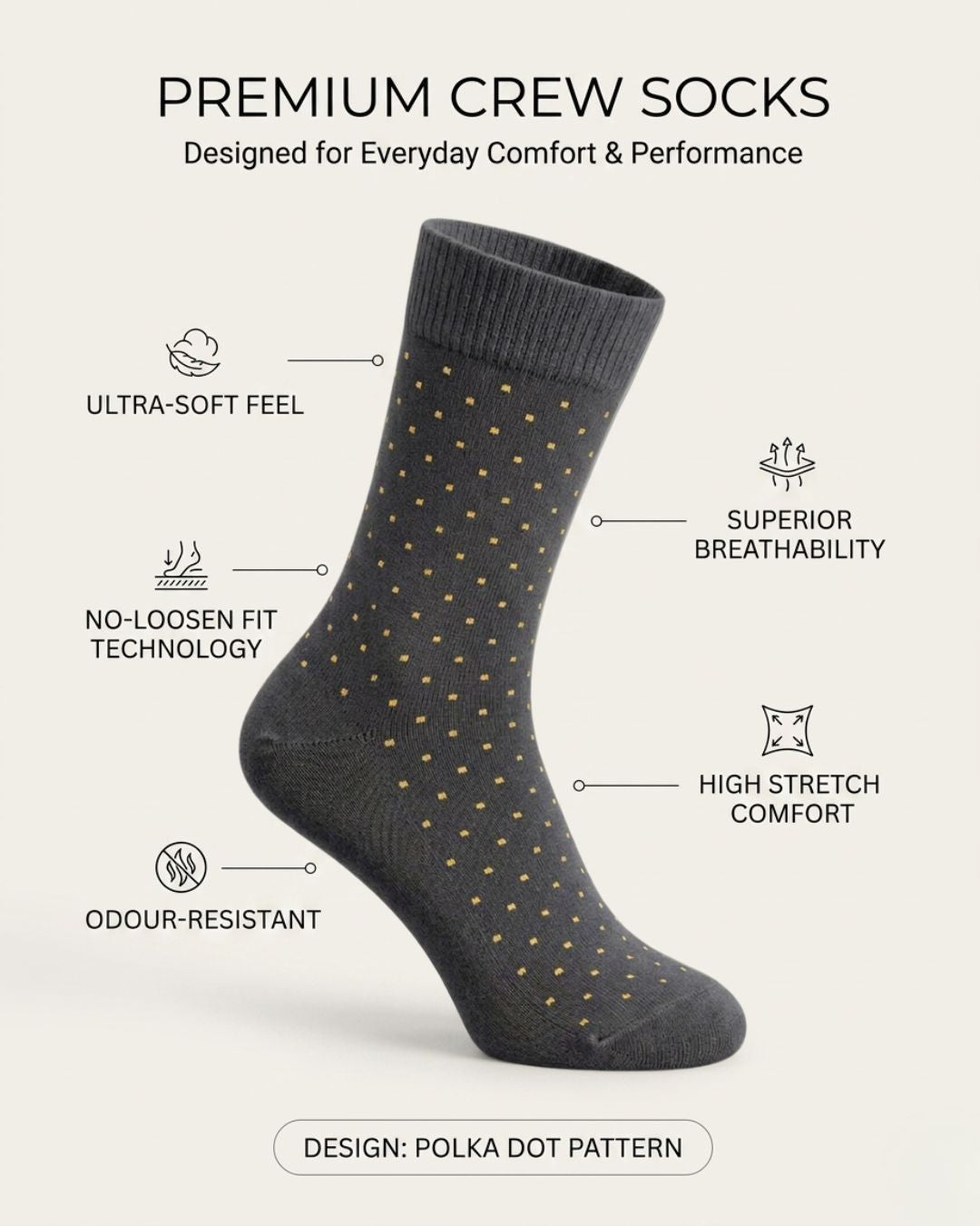 Polka Dot Edition - Dark Grey/Yellow dots