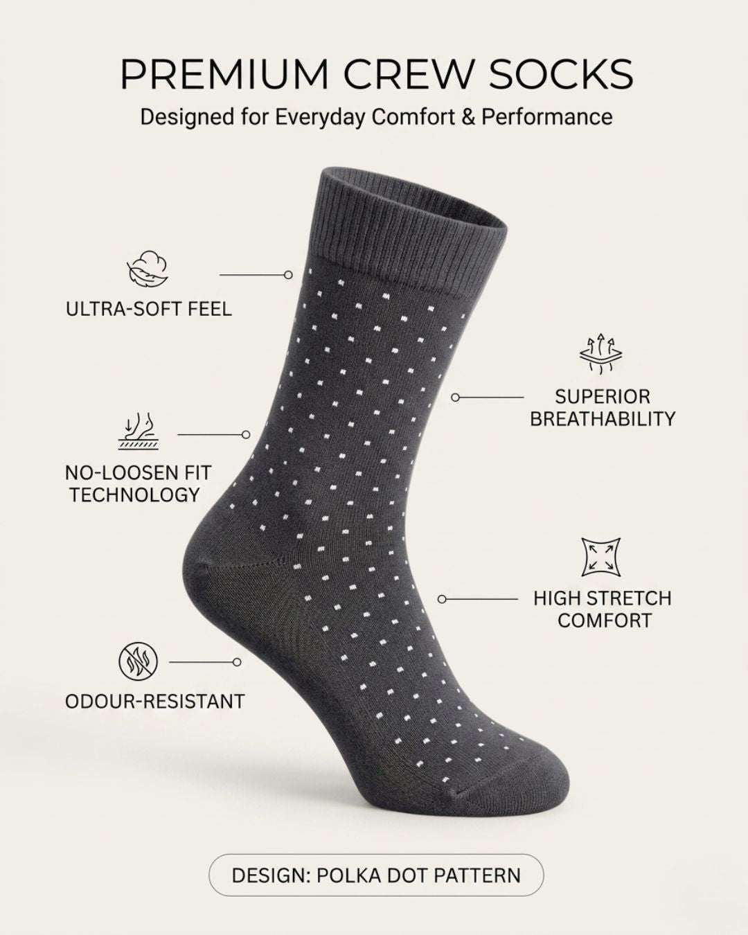 Polka Dot Edition - Dark Grey/White dots