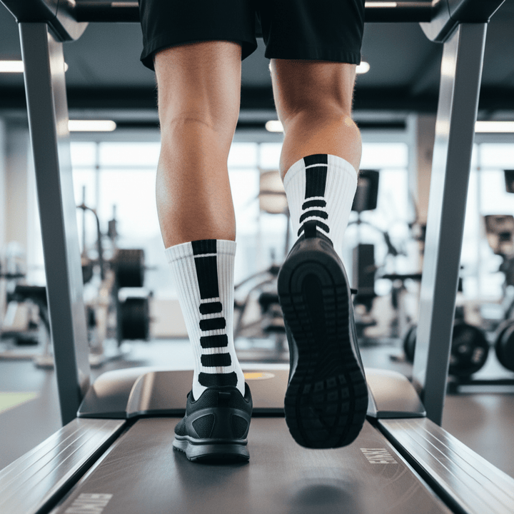 Cushioned sole sports crew socks close-up – impact absorption and blister protection for athletes | Sockscarving®