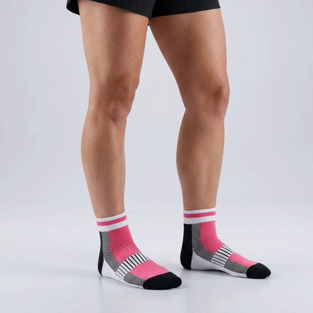 Airofit Cushioned Ankle Socks-Pink/White