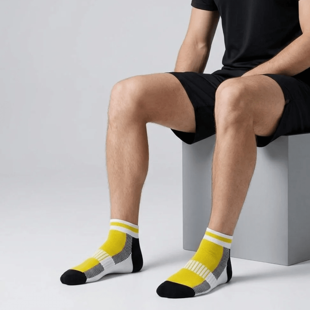 -Airofit Cushioned Ankle Socks-Yellow/White-