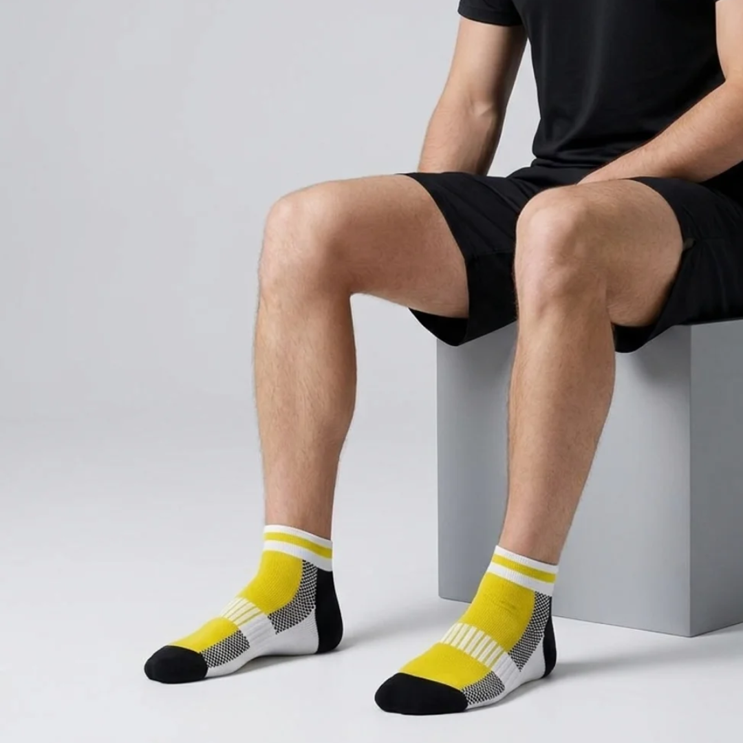Airofit Cushioned Ankle Socks-Yellow/White