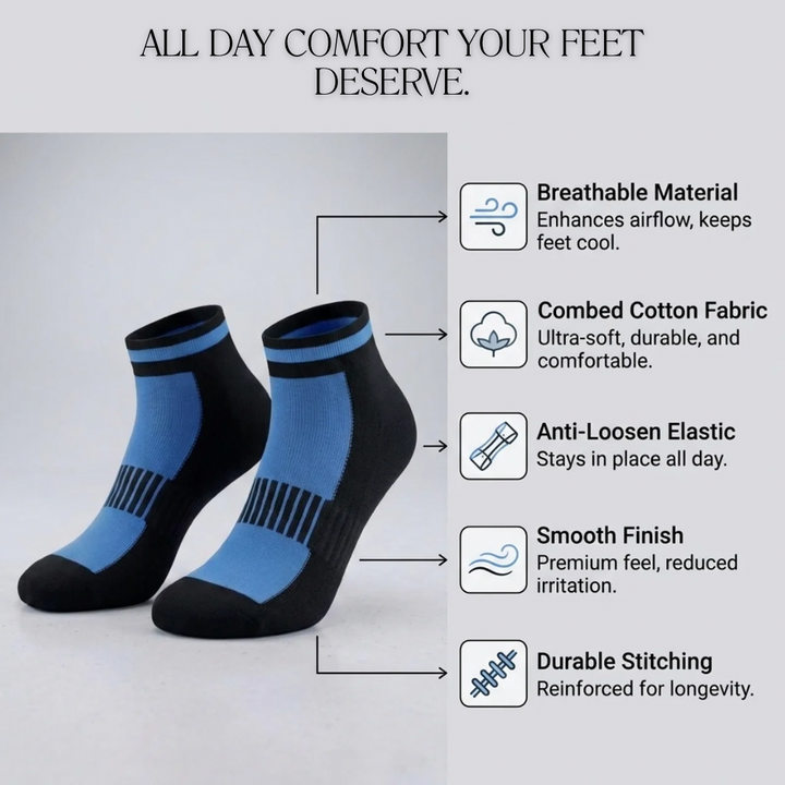 Airofit Cushioned Ankle Socks-Blue/Black