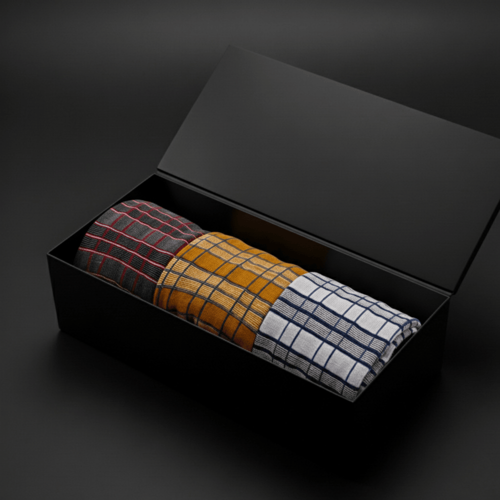 -Sockscarving Elegant Check (Pack of 3)-