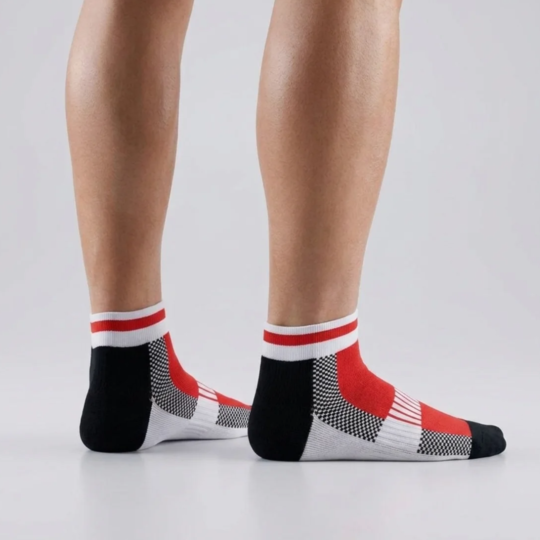 Airofit Cushioned Ankle Socks-Red/White