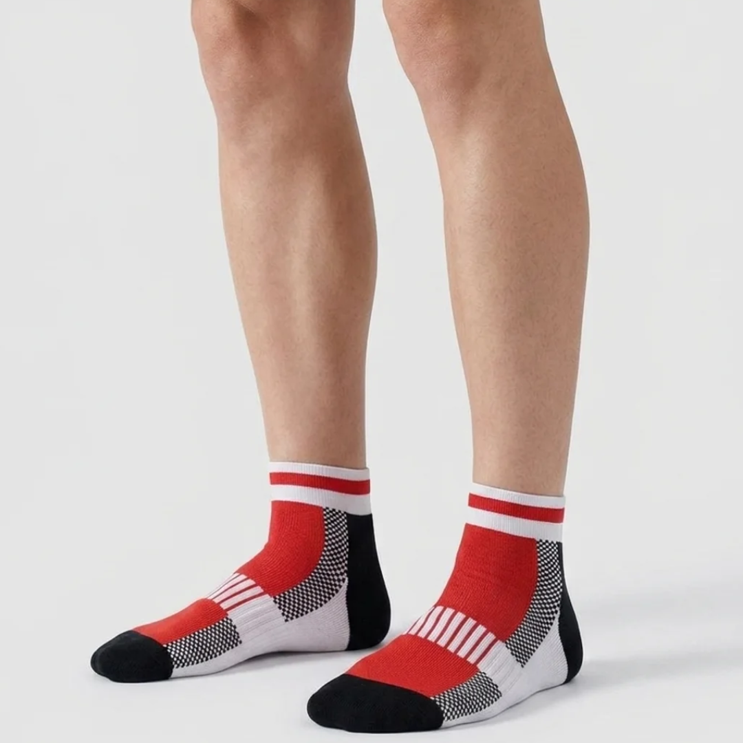 Airofit Cushioned Ankle Socks-Red/white