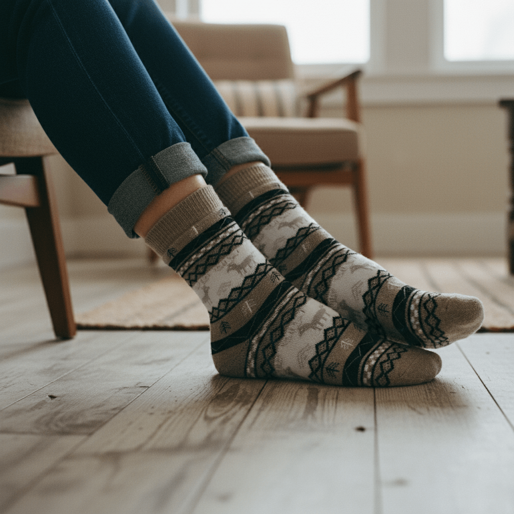 Full-length wool socks for winter comfort11-Sockscarving® Reindeer Cozy Wool Full-Length Winter Edition (Pack of 5)-