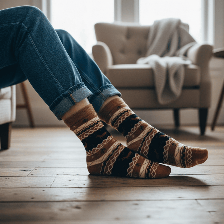 Full-length wool socks for winter comfort8-Sockscarving® Reindeer Cozy Wool Full-Length Winter Edition (Pack of 5)-