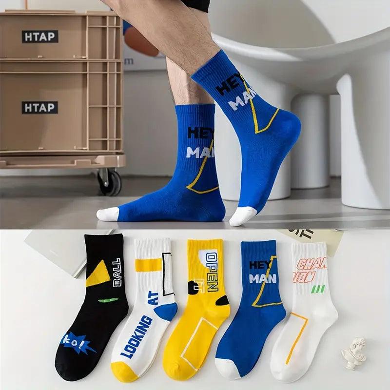 Sockscarving Gen-Z Pop Edition multicolour crew socks pack of 5 flat lay