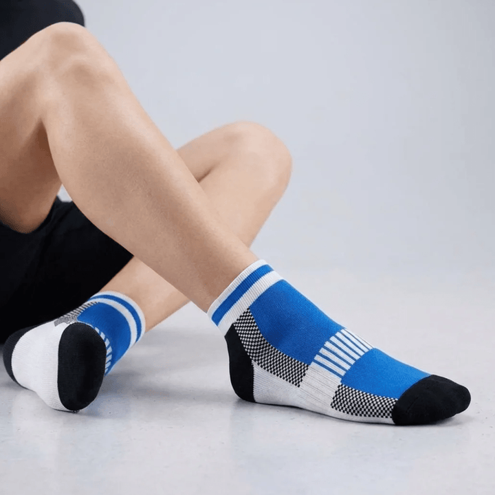 -Airofit Cushioned Ankle Socks-Blue/White-