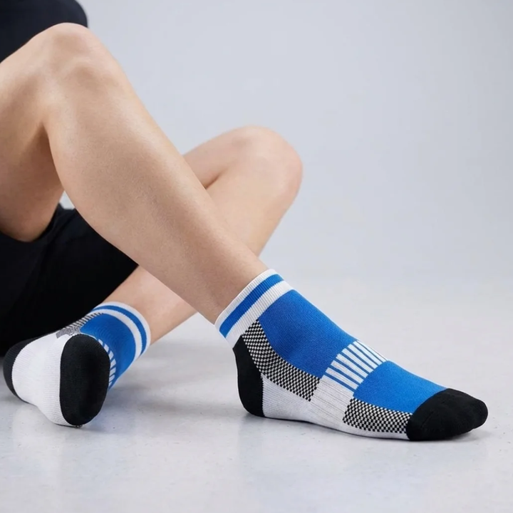 Airofit Cushioned Ankle Socks-Blue/White