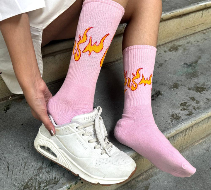 -PINK/YELLOW FLAME- FIRE 2.0 SOCKS-