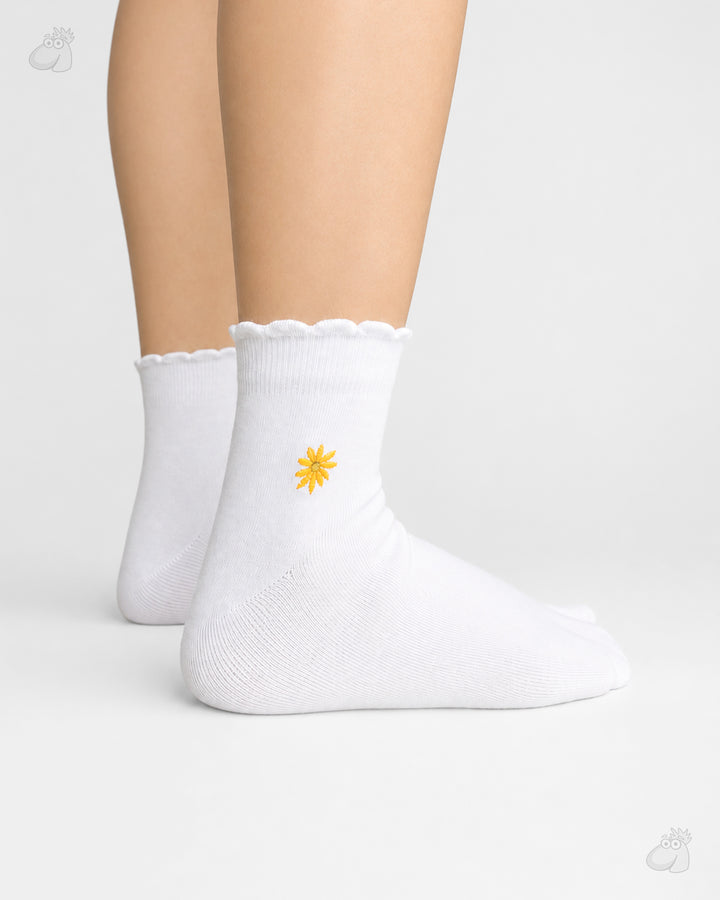 Samarth Collection - White Sunflower, Handcrafted Socks
