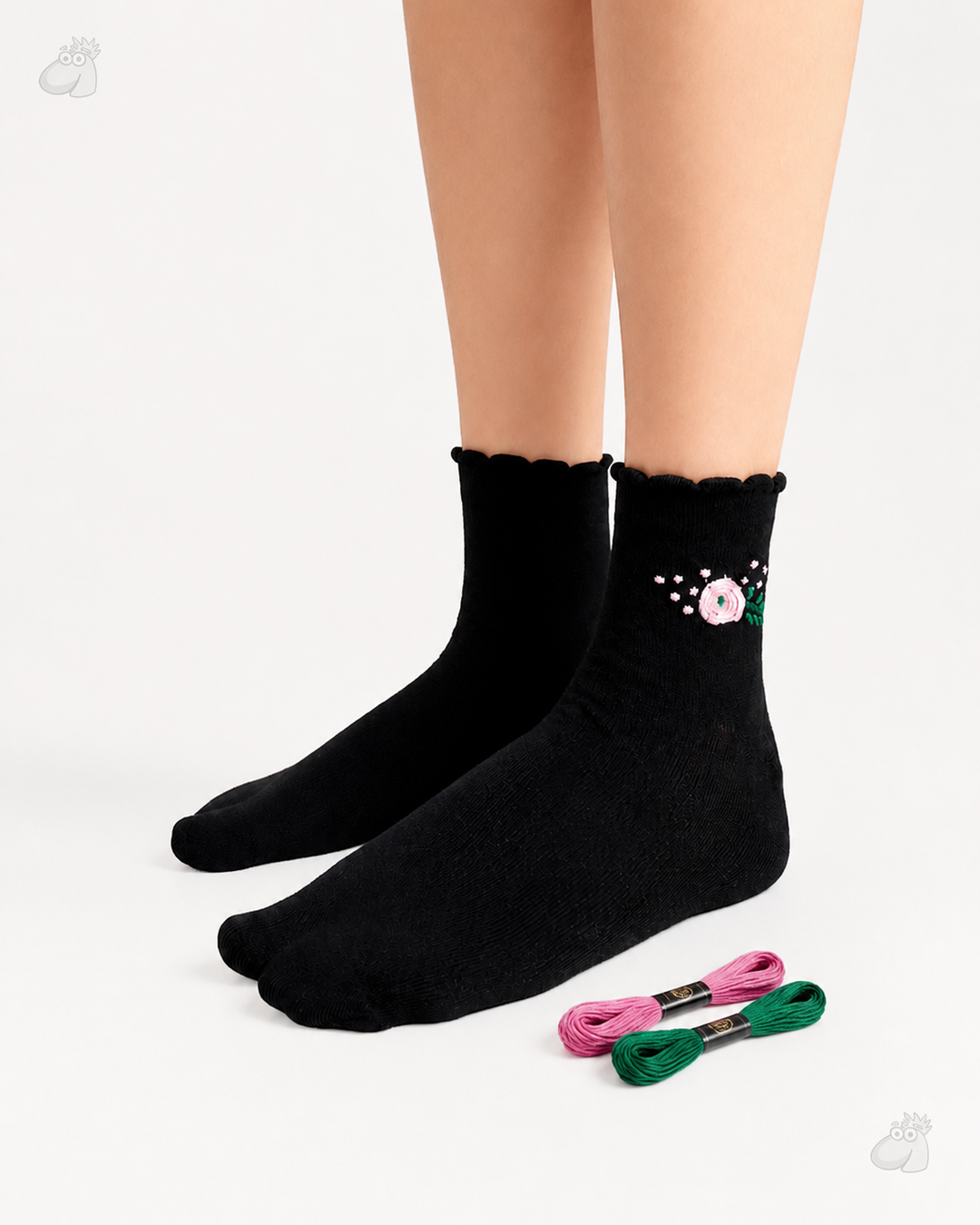 Samarth Collection - Pink Flower, Handcrafted Socks