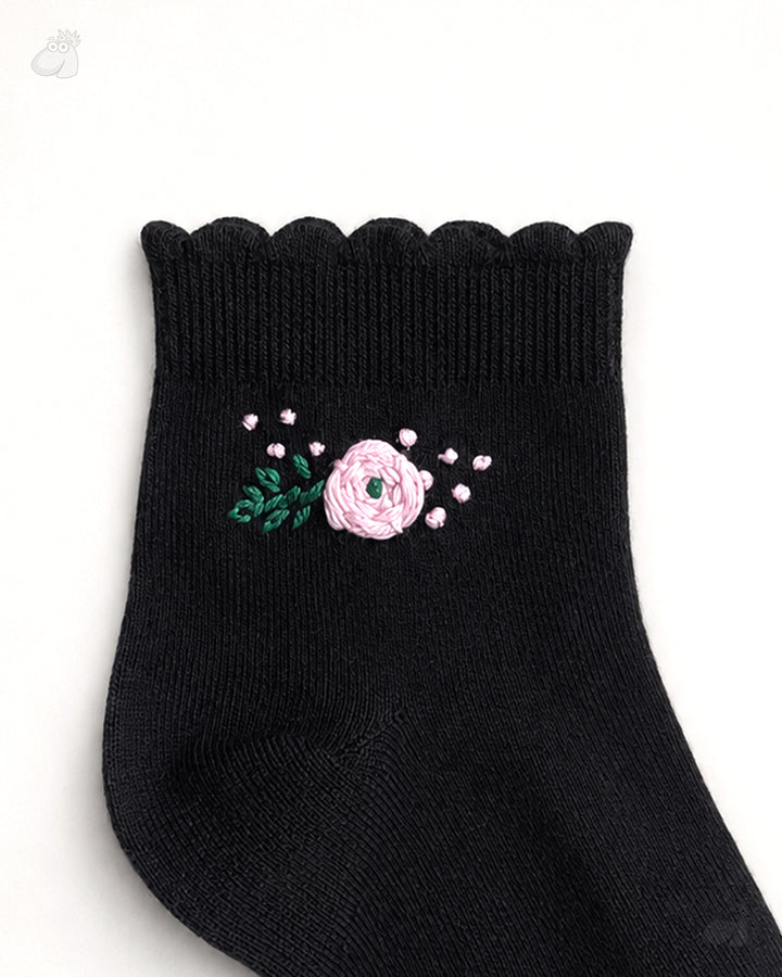 Samarth Collection - Pink Flower, Handcrafted Socks
