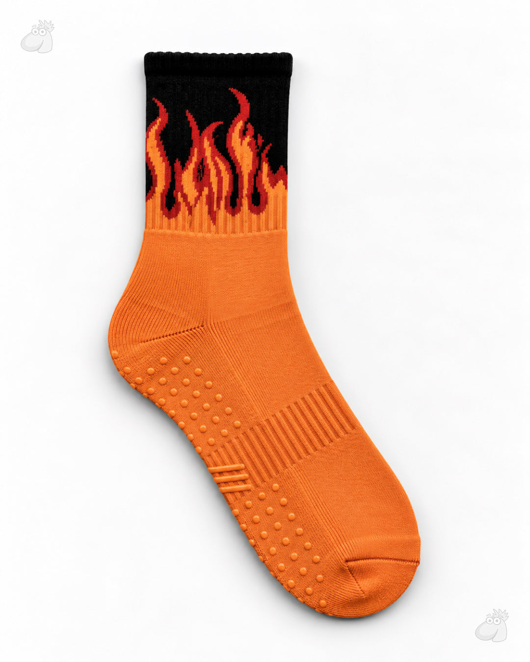 YOGA/PILATES FIRE SOCKS - ORANGE/BLACK - RED FLAMES