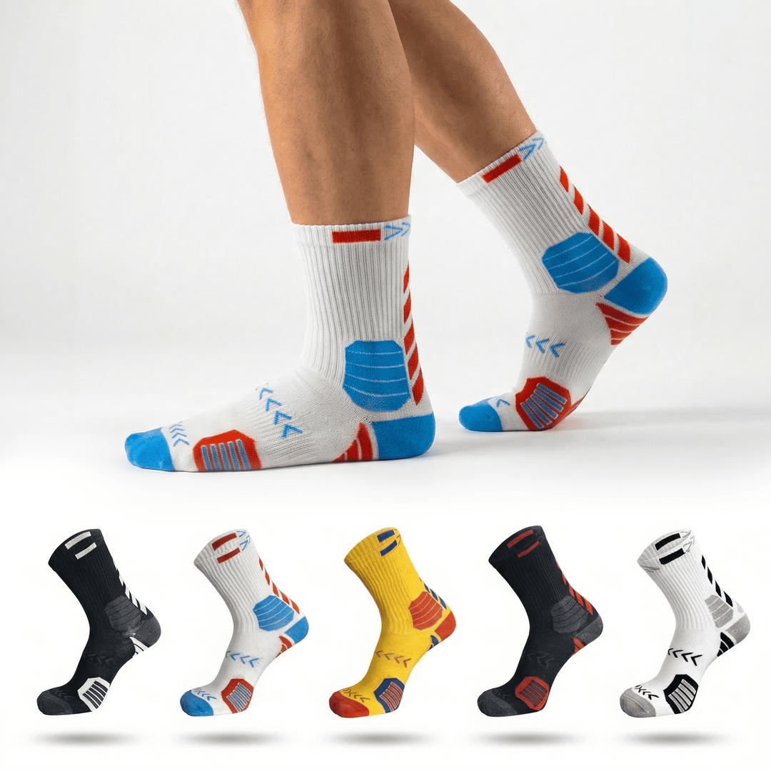 Level-Up Sports Edition crew socks pack of 5 – lightweight breathable gym socks for men and women | Sockscarving® 