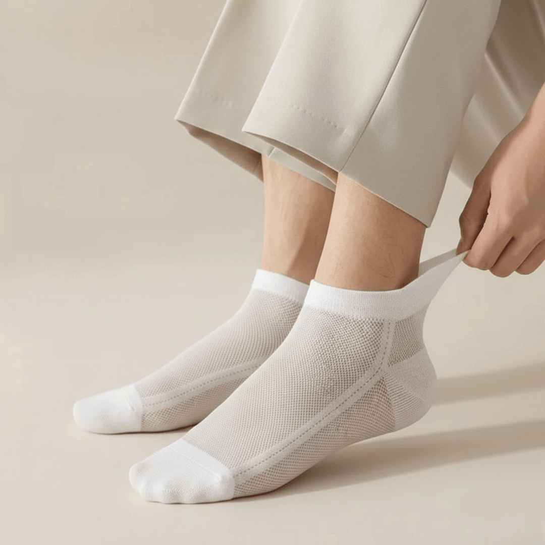 Long-lasting elastic ankle socks with pull-on tongue tab – Netshot Edition easy-wear cotton socks | Sockscarving®