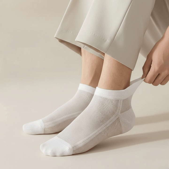 Long-lasting elastic ankle socks with pull-on tongue tab – Netshot Edition easy-wear cotton socks | Sockscarving®