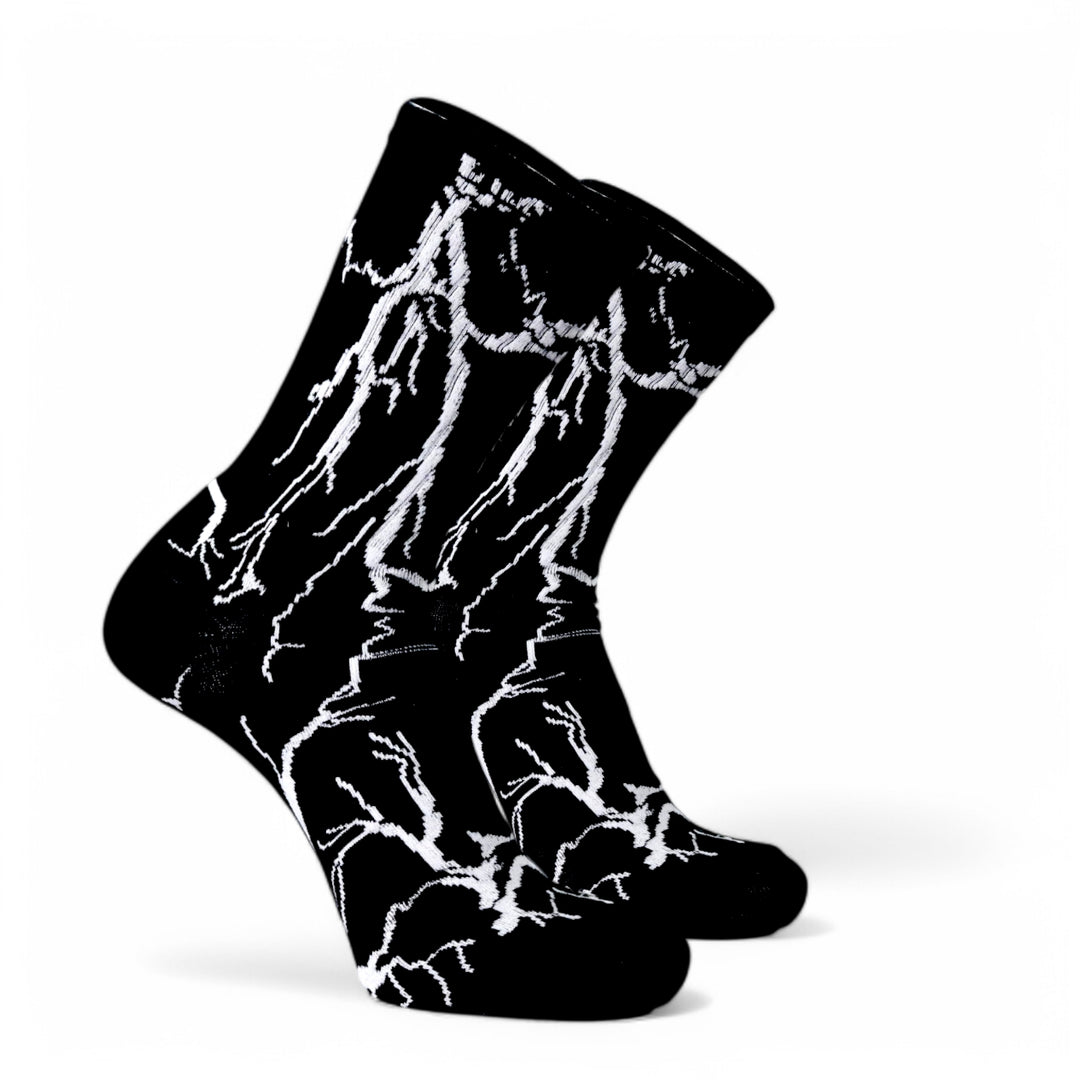 -LIGHTNING SOCKS- BLACK - WHITE LIGHT-