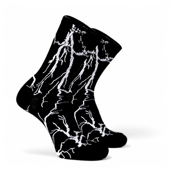 -LIGHTNING SOCKS- BLACK - WHITE LIGHT-