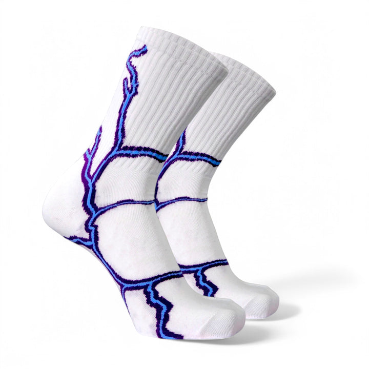 -LIGHTNING SOCKS- WHITE - PURPLE LIGHT-