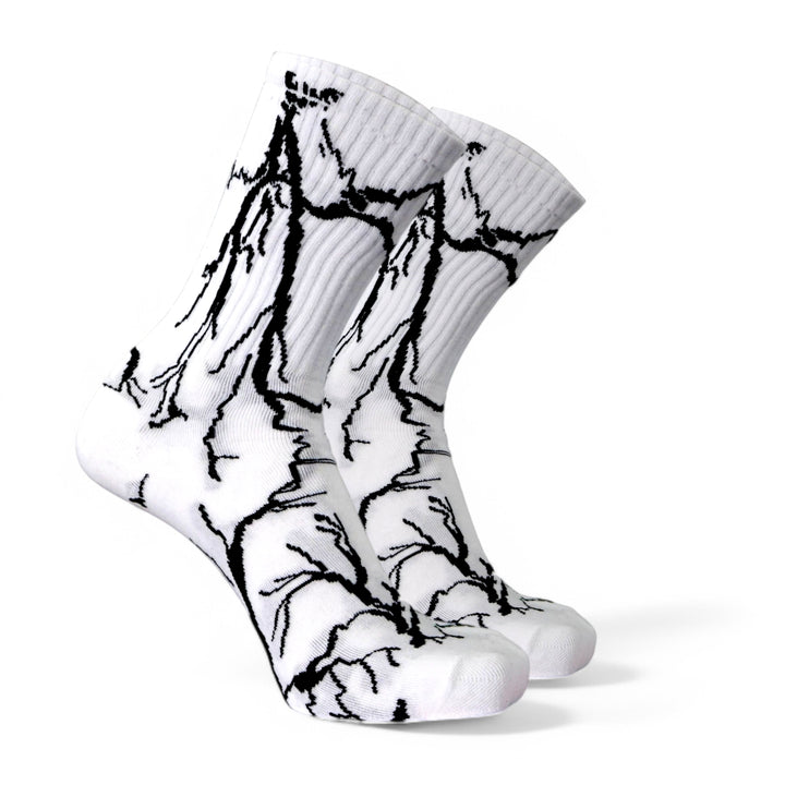-LIGHTNING SOCKS- WHITE - BLACK LIGHT-